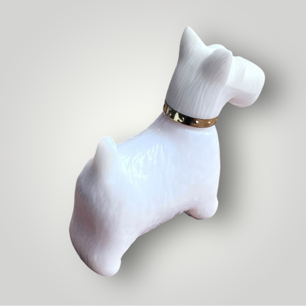 Vintage Avon White Scottie Dog Figurine with Gold Collar Perfume Bottle - Picture 9 of 13